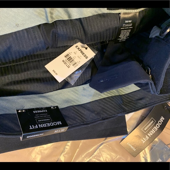 EXPRESS MENS BLUE PRODUCER DRESS PANTS 32/32 NWT - Picture 3 of 4